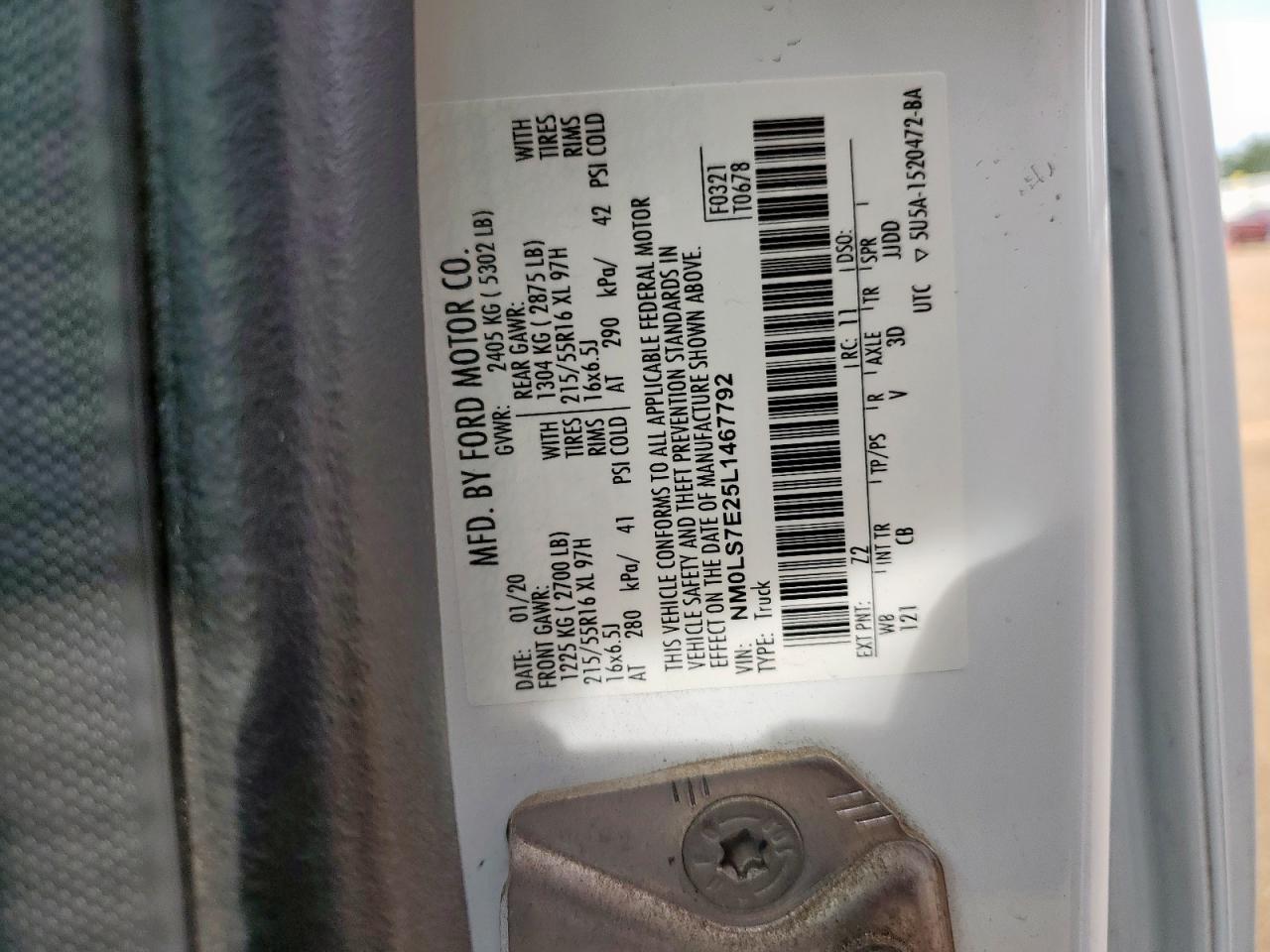 NM0LS7E25L1467792 FORD ALL Models 2020