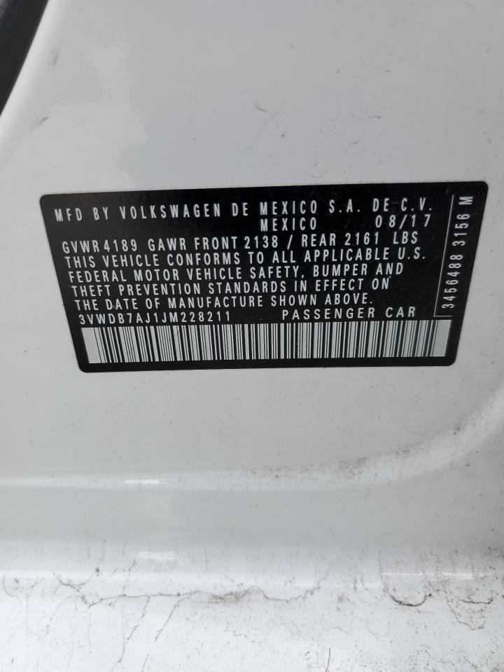 VOLKSWAGEN JETTA 2018 VIN 3VWDB7AJ1JM228211 фото 12