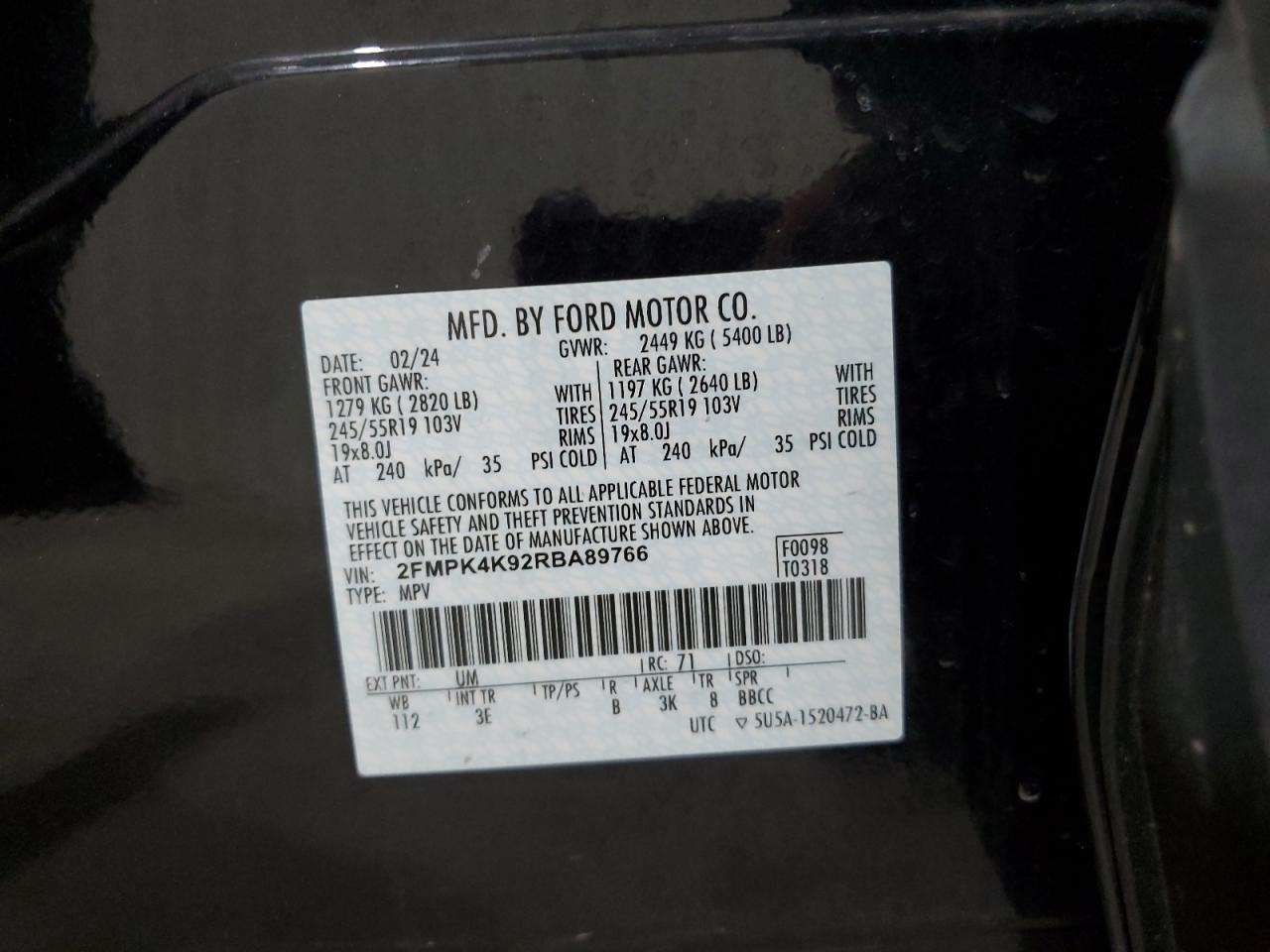 2FMPK4K92RBA89766 FORD EDGE 2024