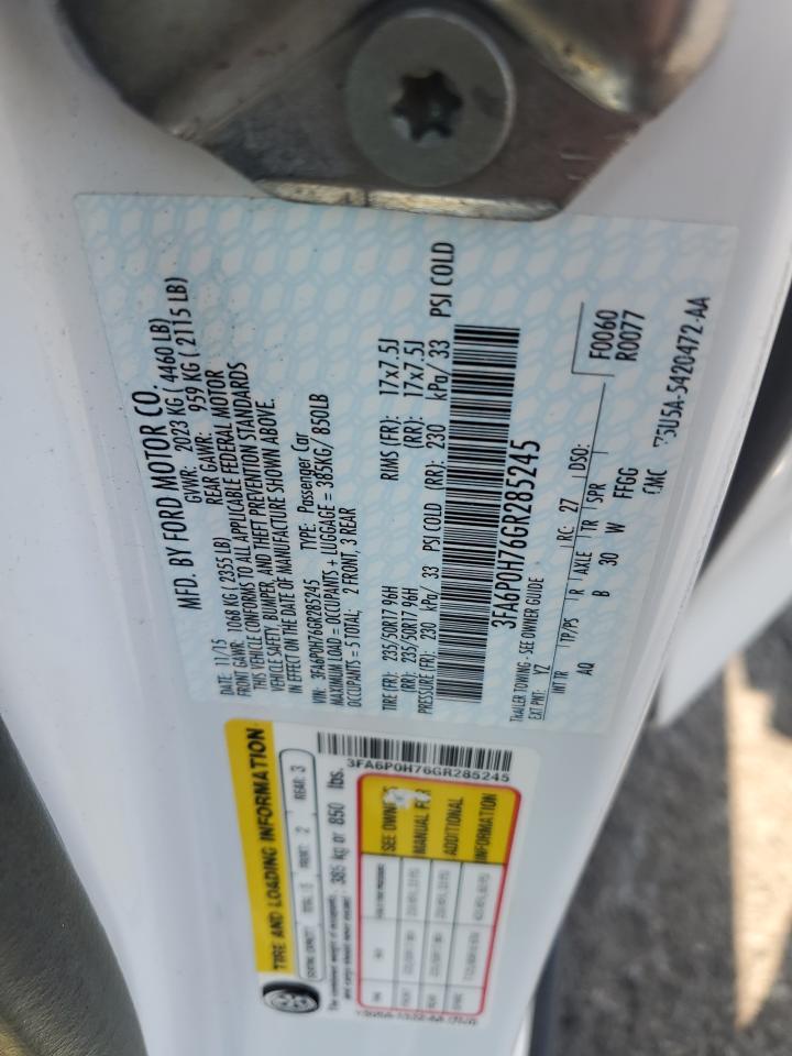 3FA6P0H76GR285245 FORD FUSION 2016