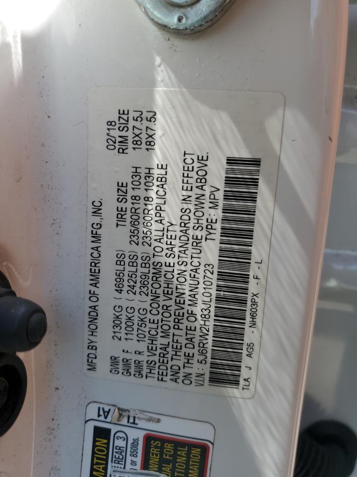 2018 Honda Cr-V Exl VIN: 5J6RW2H83JL010723 Lot: 62821465