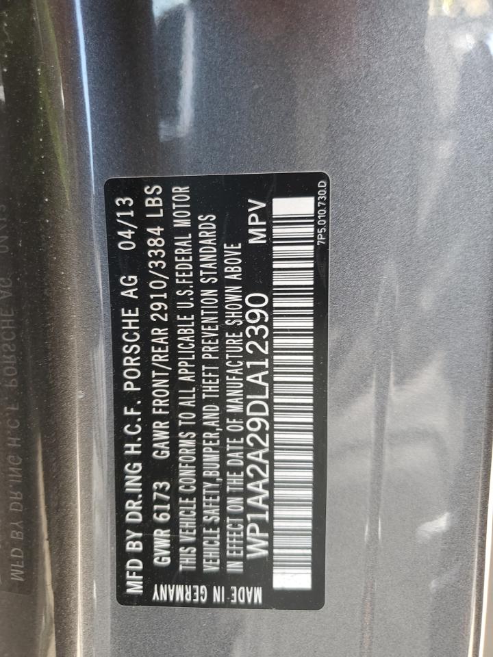 2013 Porsche Cayenne VIN: WP1AA2A29DLA12390 Lot: 61598375