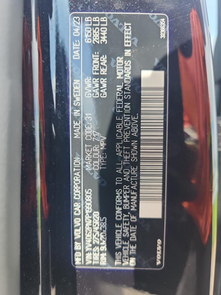 2023 Volvo Xc90 Plus VIN: YV4062PN7P1990805 Lot: 62227035