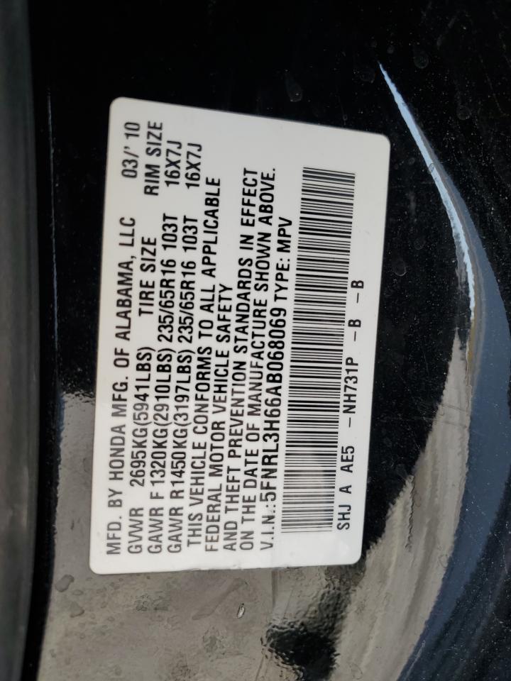 2010 Honda Odyssey Exl VIN: 5FNRL3H66AB068069 Lot: 62964205