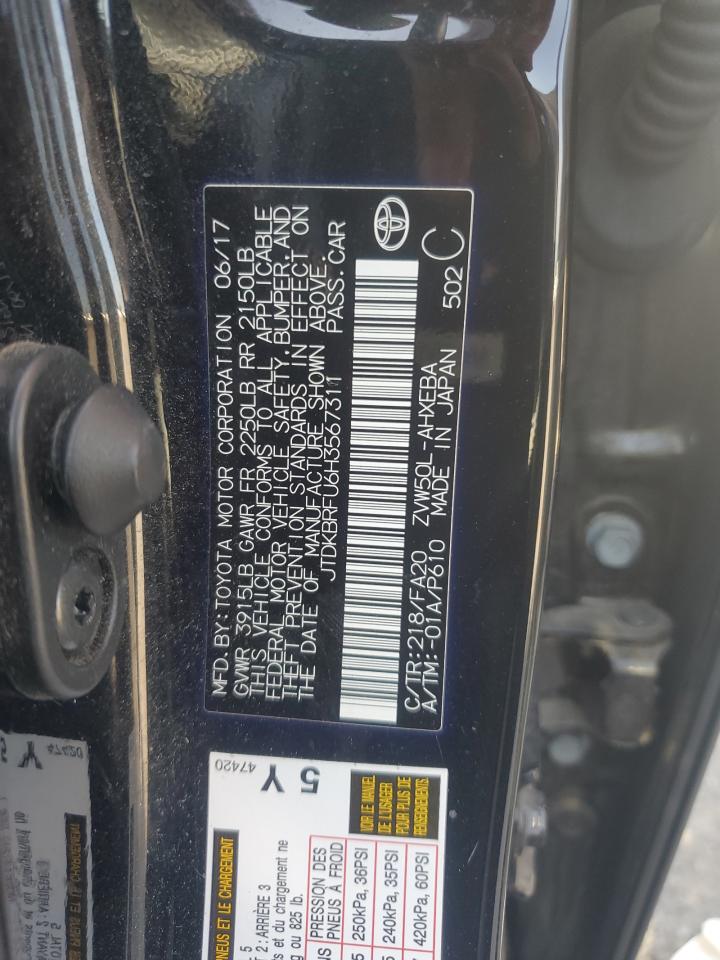 2017 Toyota Prius VIN: JTDKBRFU6H3567311 Lot: 62056435