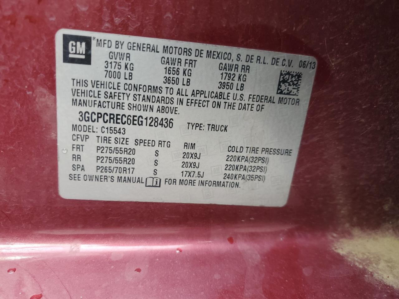 2014 Chevrolet Silverado C1500 Lt VIN: 3GCPCREC6EG128436 Lot: 60110365