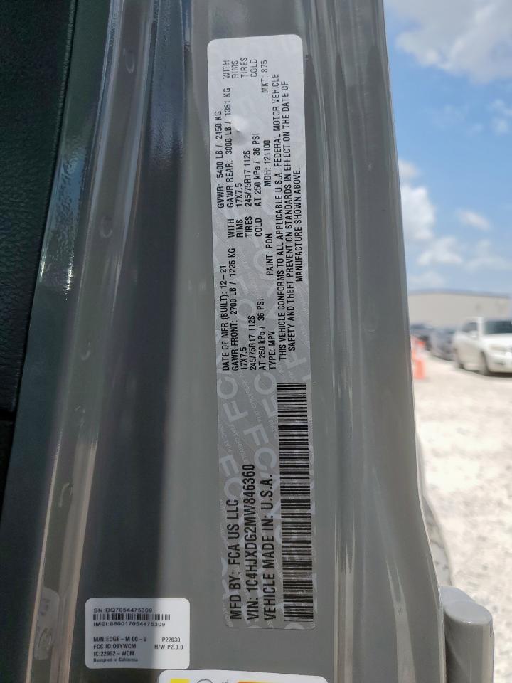 2019 Jeep Wrangler Unlimited Sport VIN: 1C4HJXDG2MW846360 Lot: 62721735