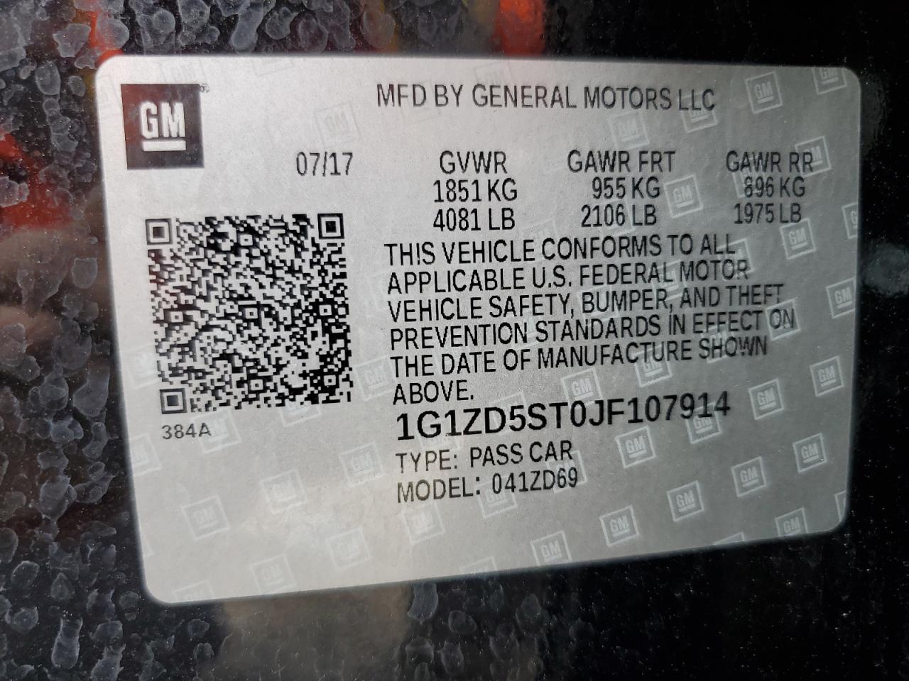1G1ZD5ST0JF107914 CHEVROLET MALIBU 2018