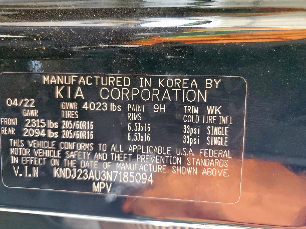 2022 Kia Soul Lx VIN: KNDJ23AU3N7185094 Lot: 61500825