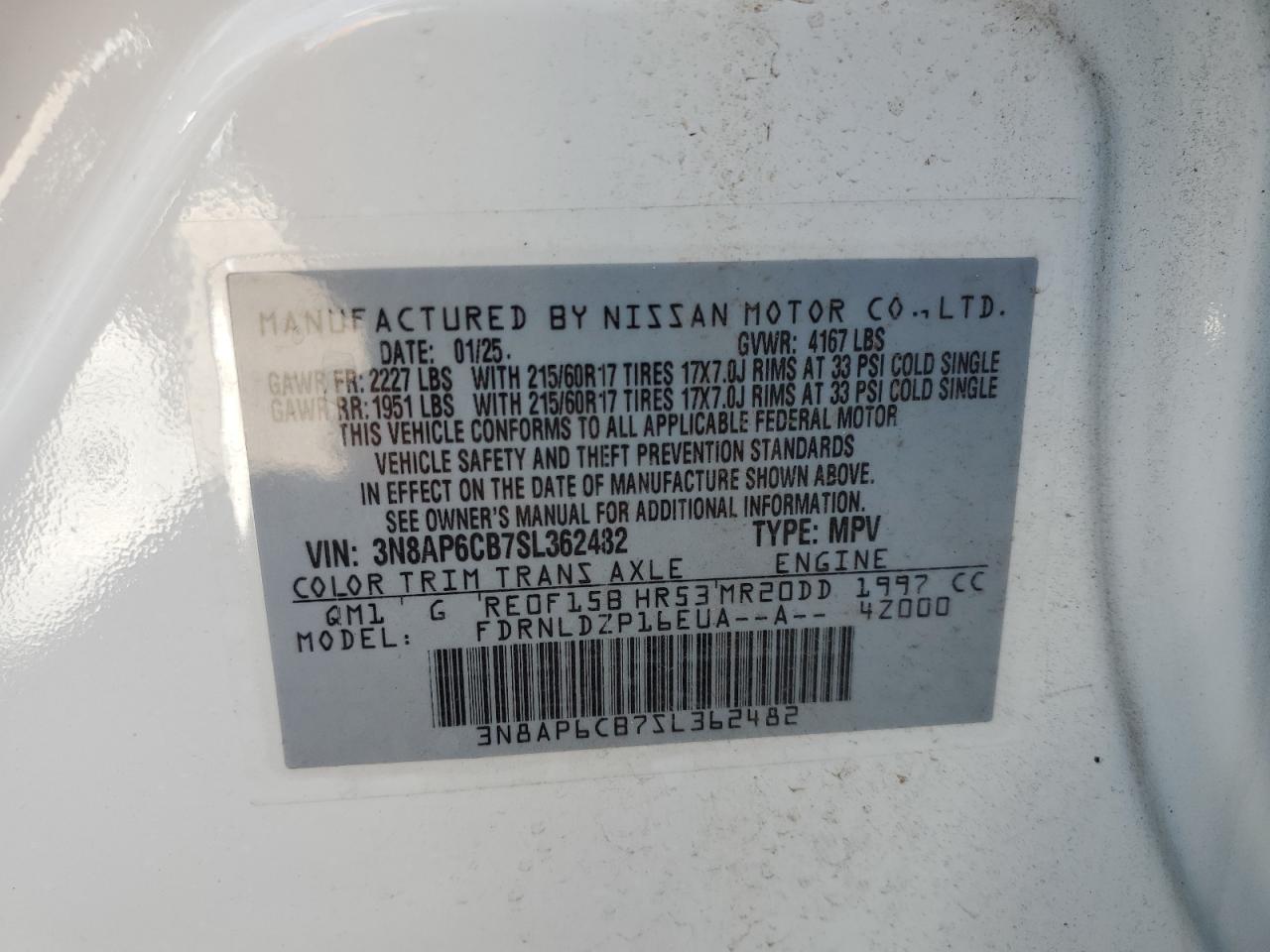 NISSAN KICKS 2025 VIN 3N8AP6CB7SL362482 zdjęcie 13