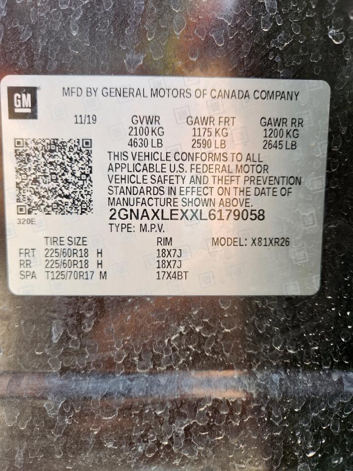 2GNAXLEXXL6179058 CHEVROLET EQUINOX 2020