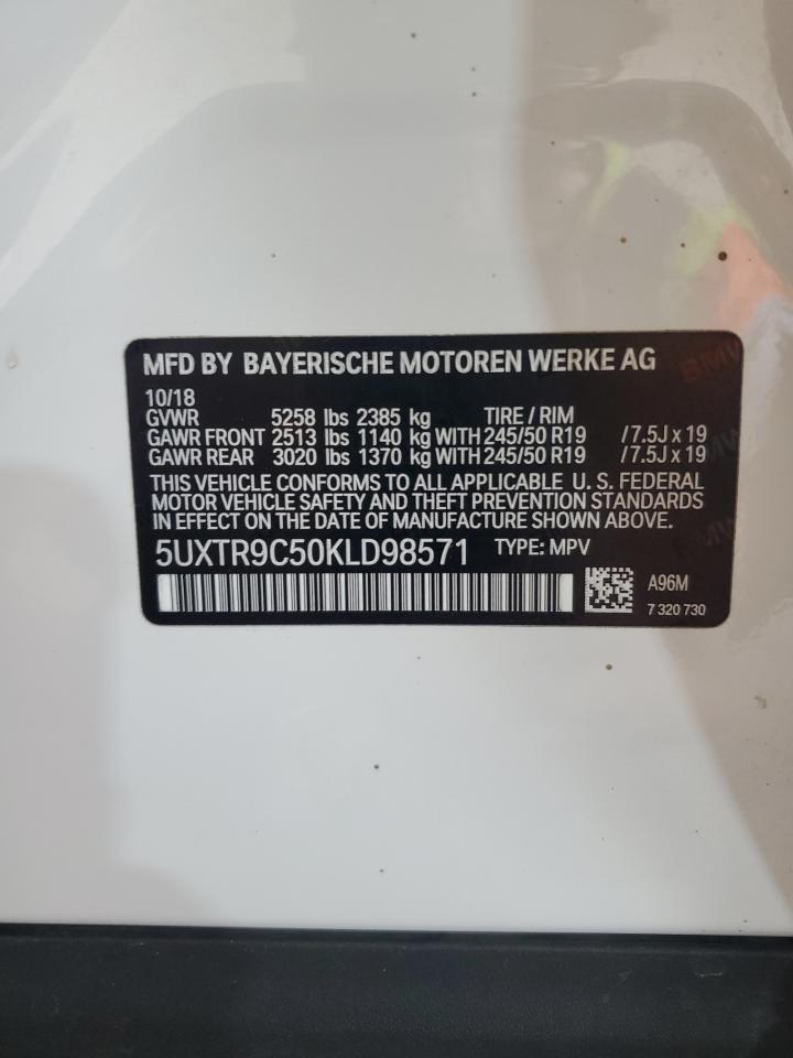 2019 BMW X3 xDrive30I VIN: 5UXTR9C50KLD98571 Lot: 61300935