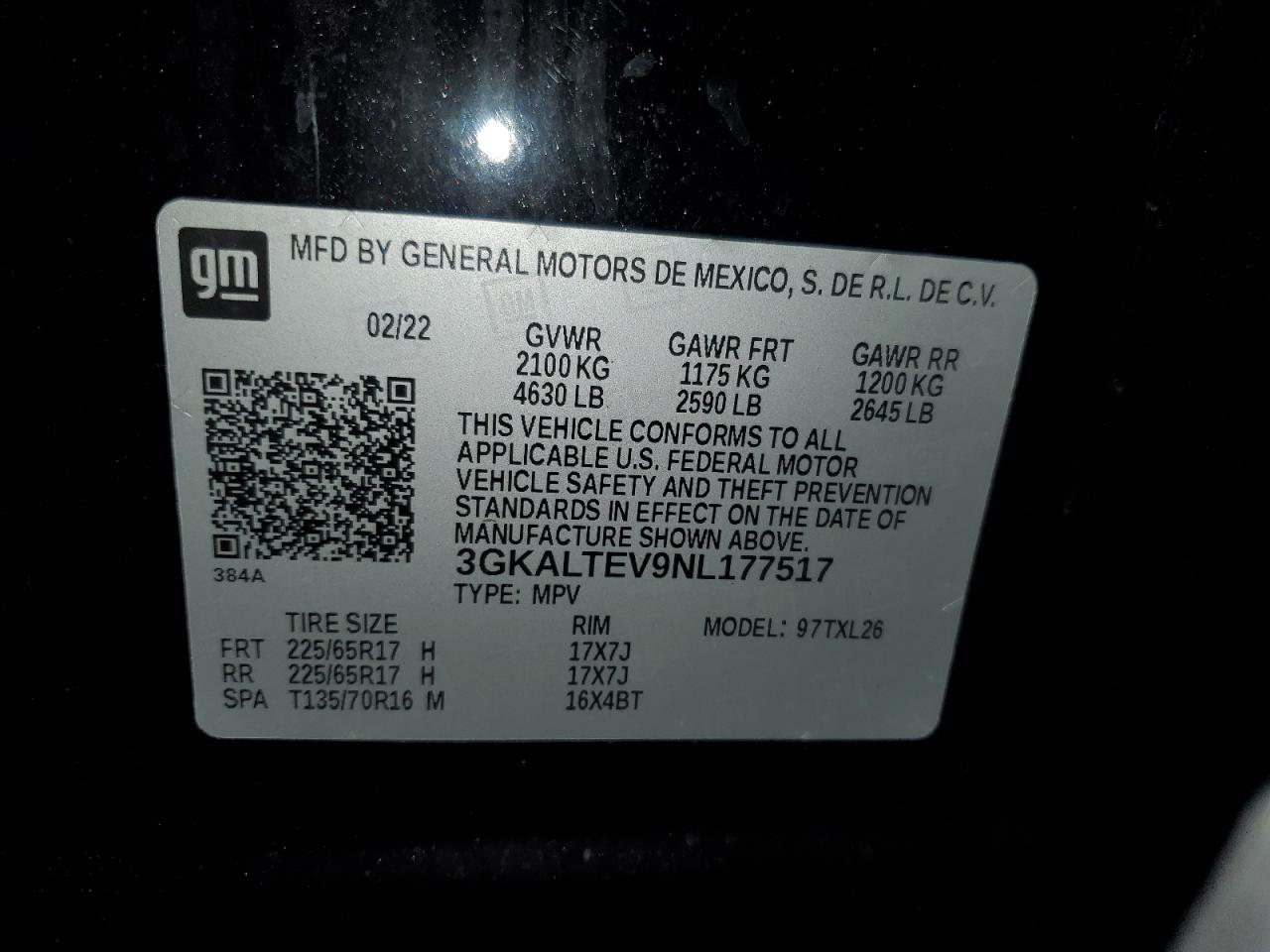 2022 GMC Terrain Sle VIN: 3GKALTEV9NL177517 Lot: 61730115