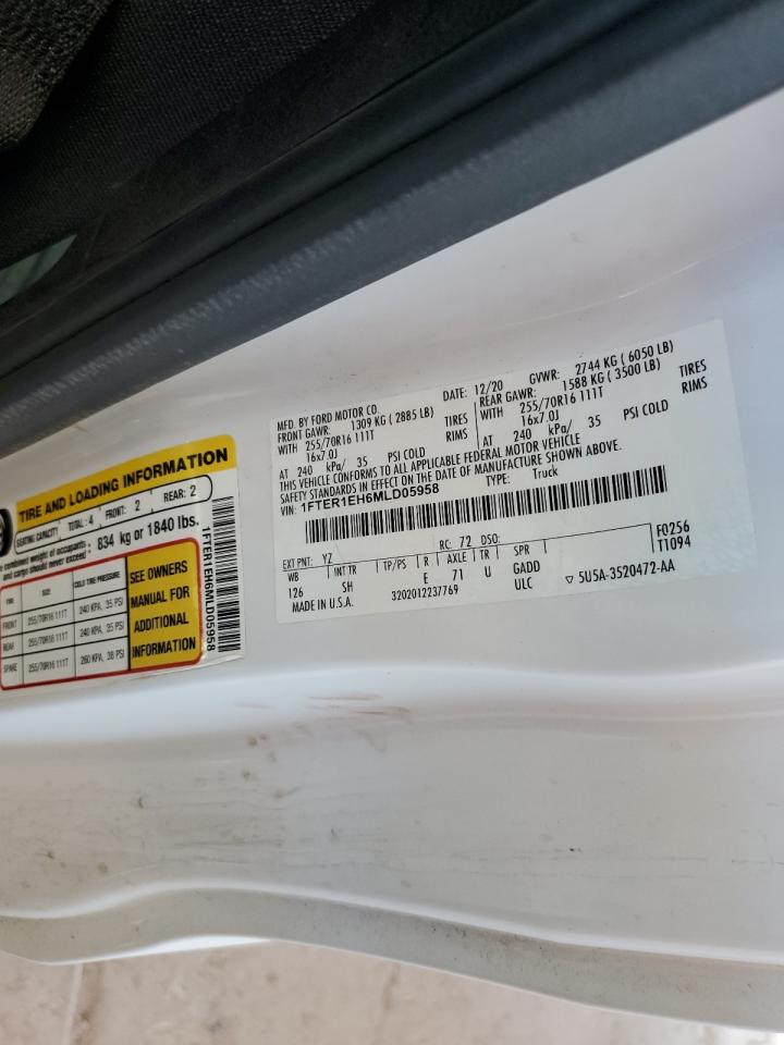 2021 Ford Ranger Xl VIN: 1FTER1EH6MLD05958 Lot: 61613825