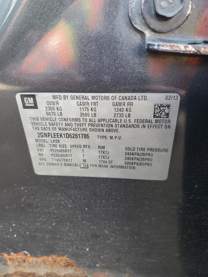 2013 Chevrolet Equinox Lt VIN: 2GNFLEEK1D6281786 Lot: 62882885