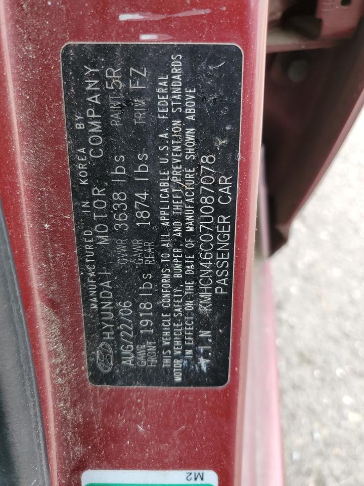 HYUNDAI ACCENT 2007 VIN KMHCN46C07U087078 фото 12