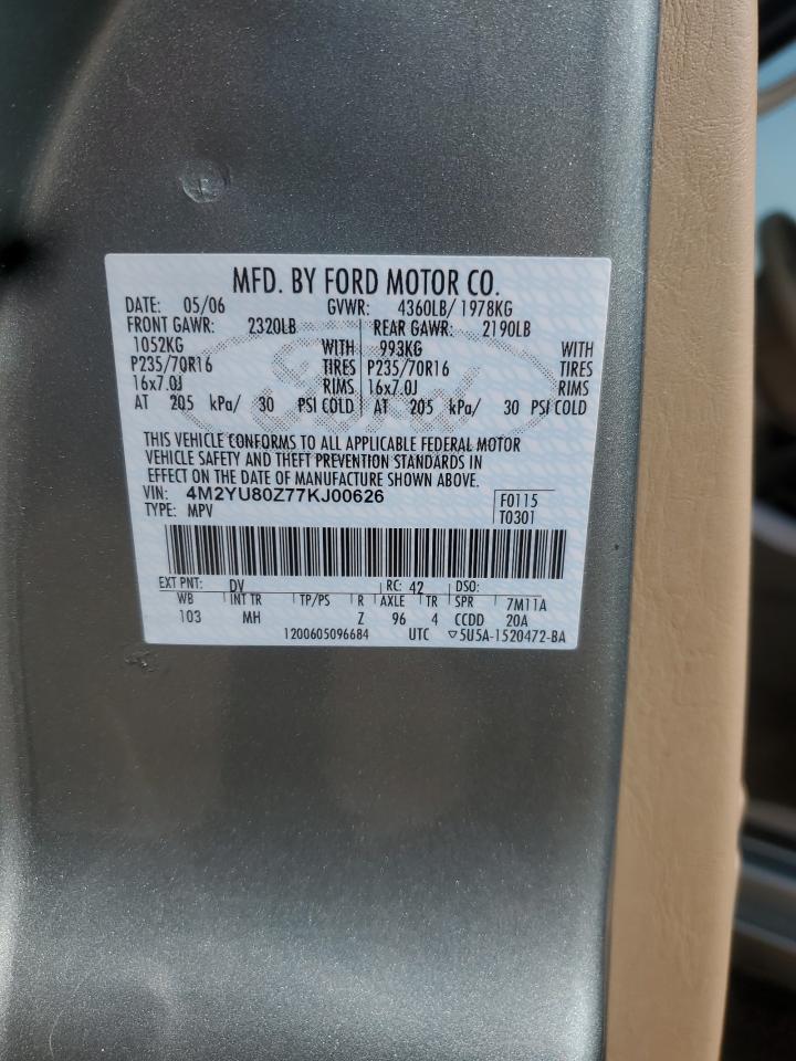 2007 Mercury Mariner Convenience VIN: 4M2YU80Z77KJ00626 Lot: 59371015