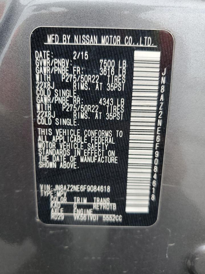 2015 Infiniti Qx80 VIN: JN8AZ2NE6F9084618 Lot: 59347385