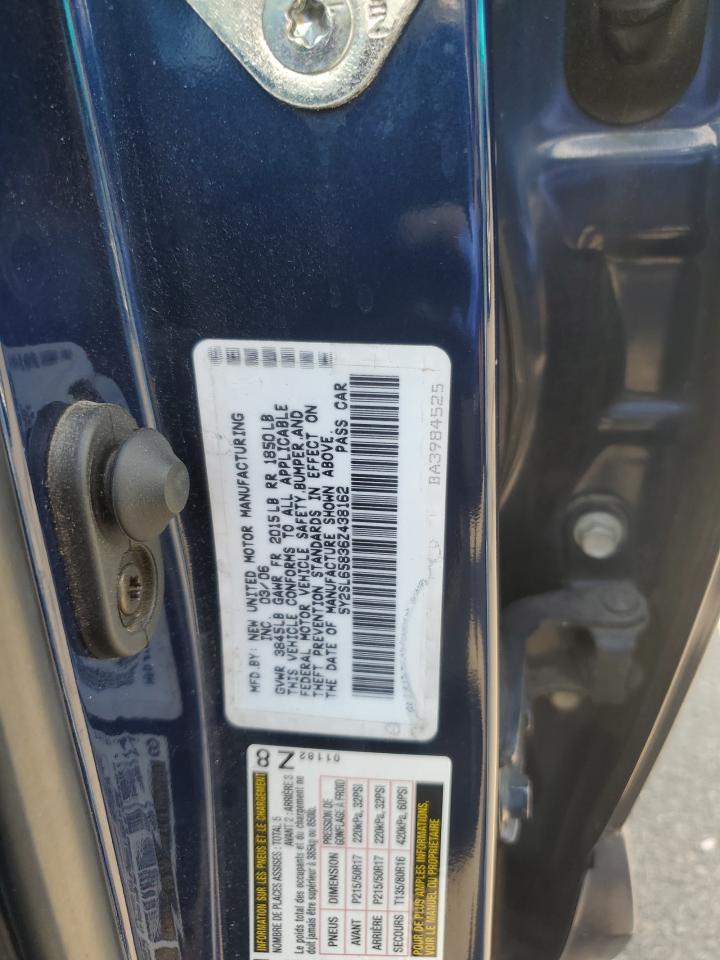 2006 Pontiac Vibe VIN: 5Y2SL65836Z438162 Lot: 62879385
