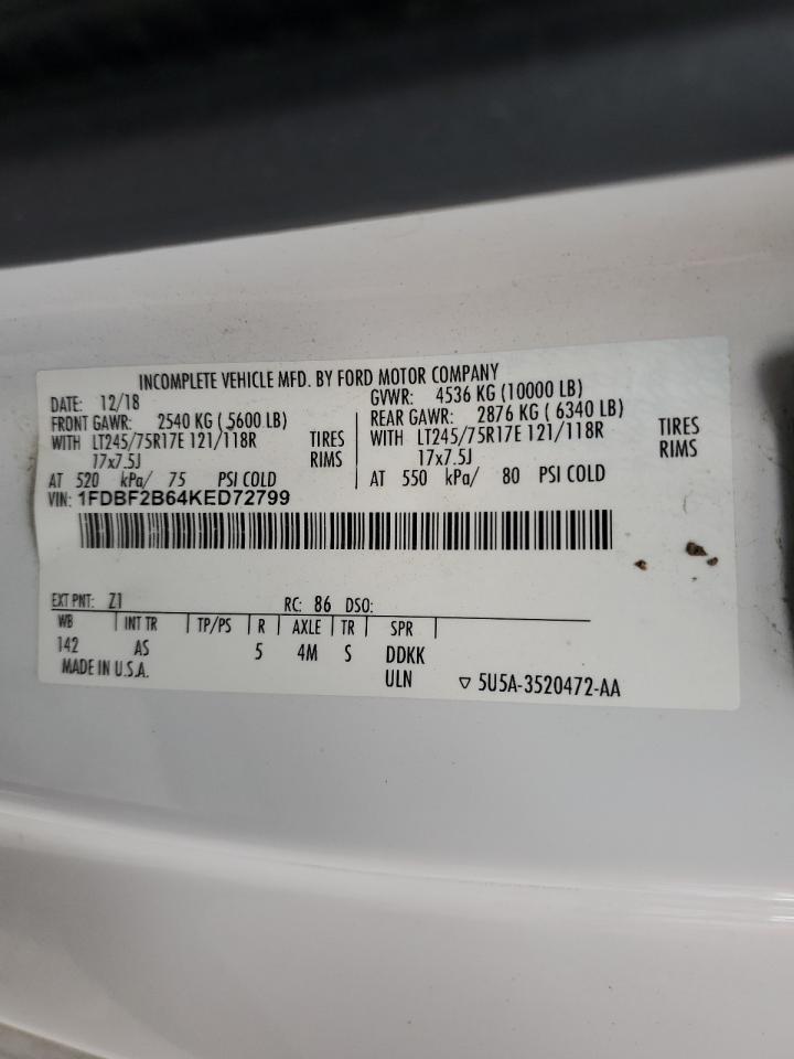 2019 Ford F250 Super Duty VIN: 1FDBF2B64KED72799 Lot: 62467445
