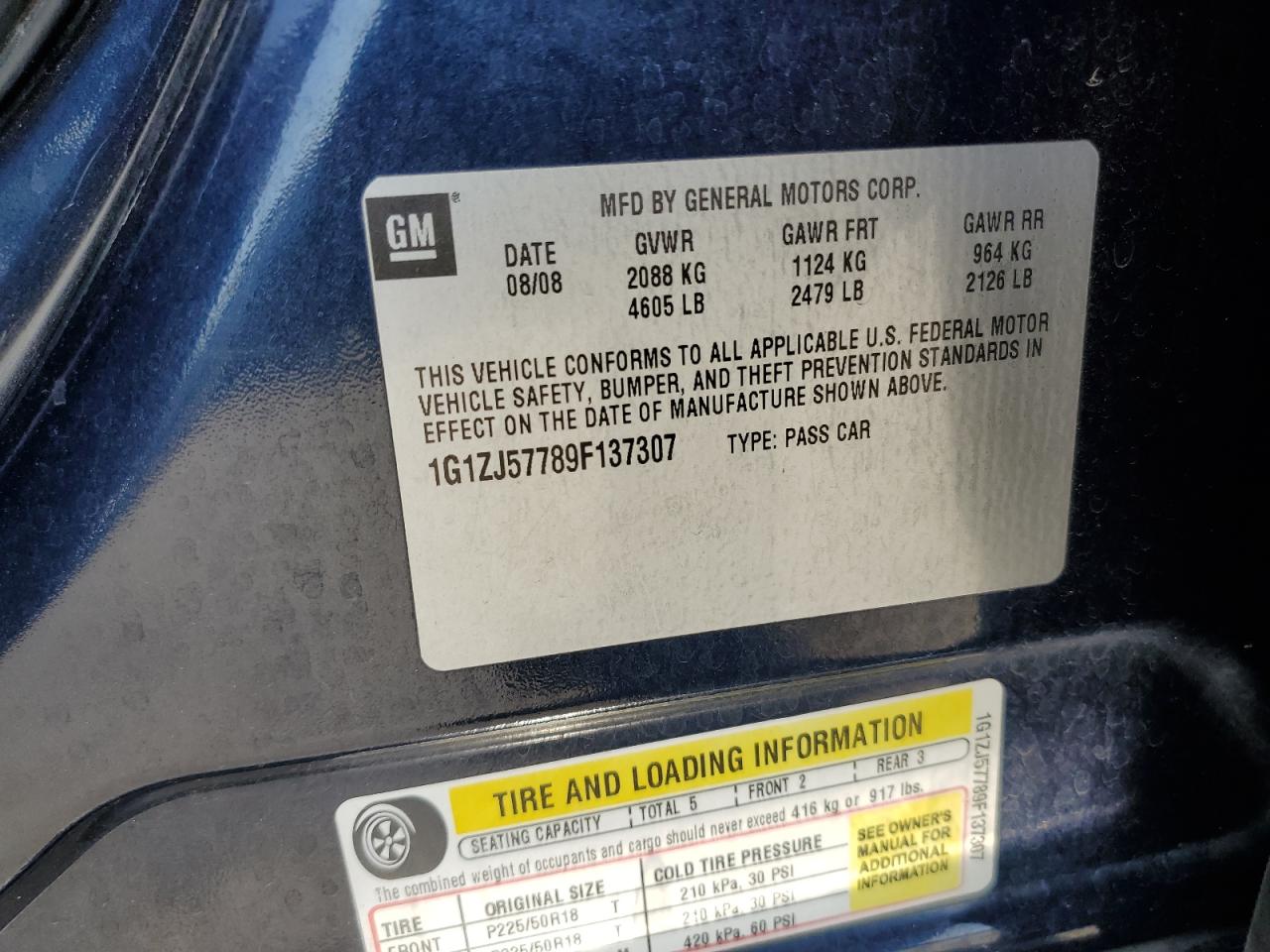 2009 Chevrolet Malibu 2Lt VIN: 1G1ZJ57789F137307 Lot: 62232735