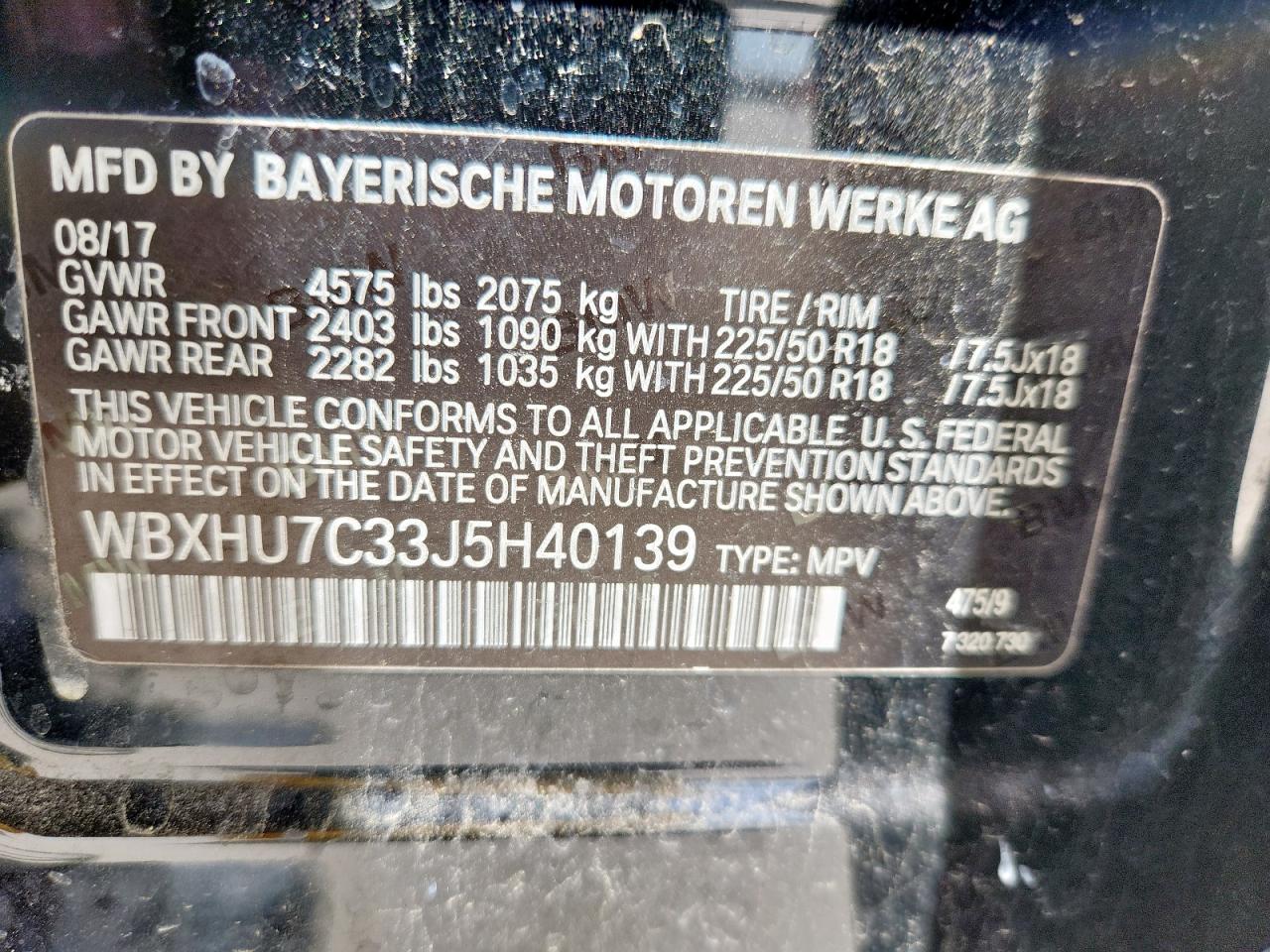 2018 BMW X1 Sdrive28I VIN: WBXHU7C33J5H40139 Lot: 63114395
