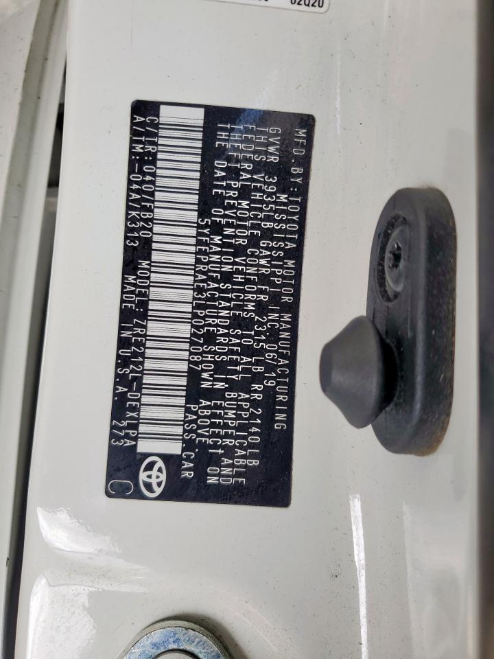 TOYOTA COROLLA 2020 VIN 5YFEPRAE3LP027087 zdjęcie 13
