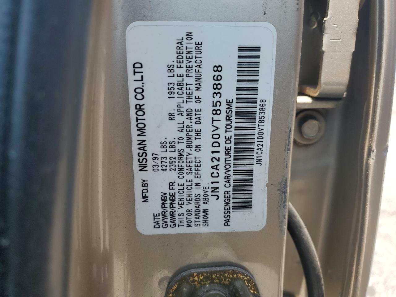 1997 Nissan Maxima Gle VIN: JN1CA21D0VT853868 Lot: 62572185