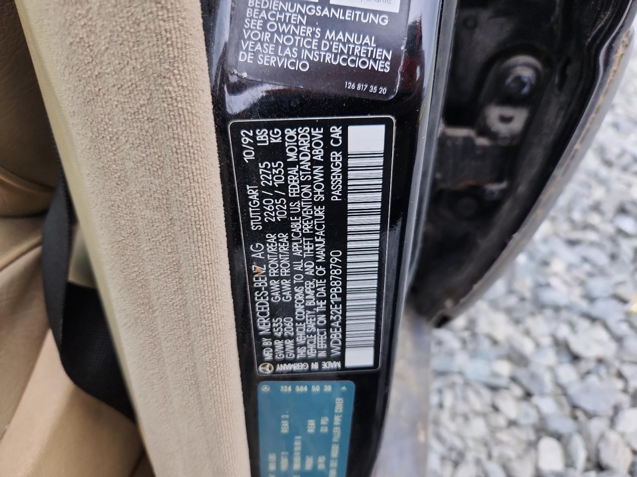 MERCEDES-BENZ 300-CLASS 1993 VIN WDBEA32E1PB878790 фото 12