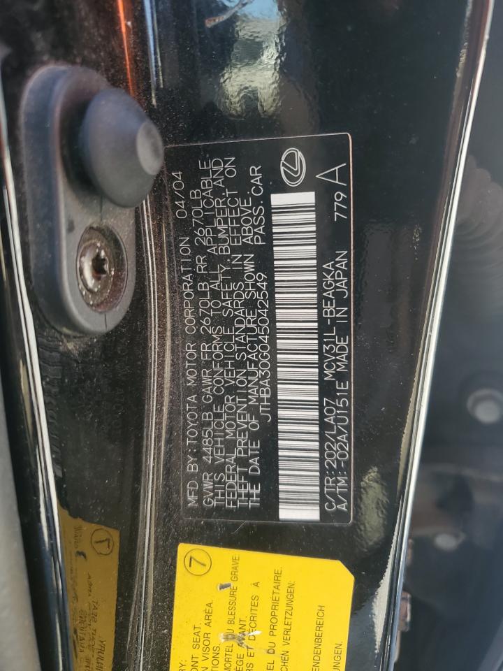2004 Lexus Es 330 VIN: JTHBA30G045042549 Lot: 61871835