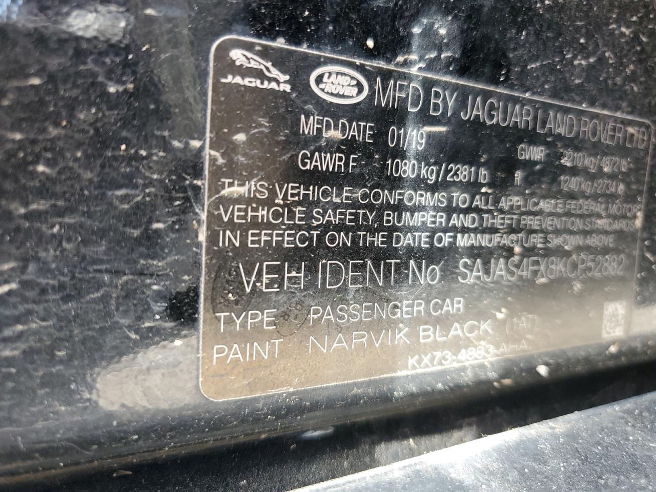 2019 Jaguar Xe VIN: SAJAS4FX8KCP52882 Lot: 57982975