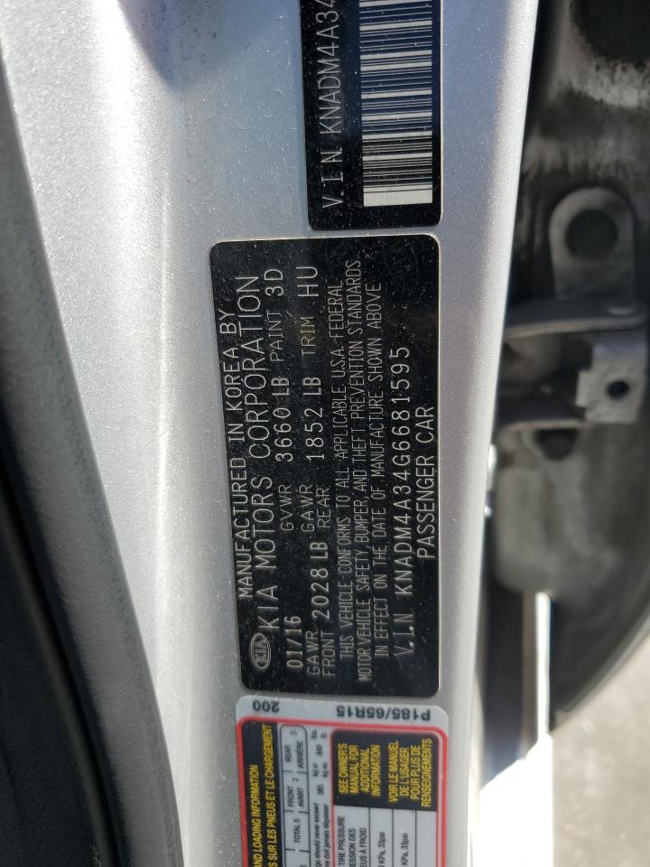 2016 Kia Rio Lx VIN: KNADM4A34G6681595 Lot: 61425945