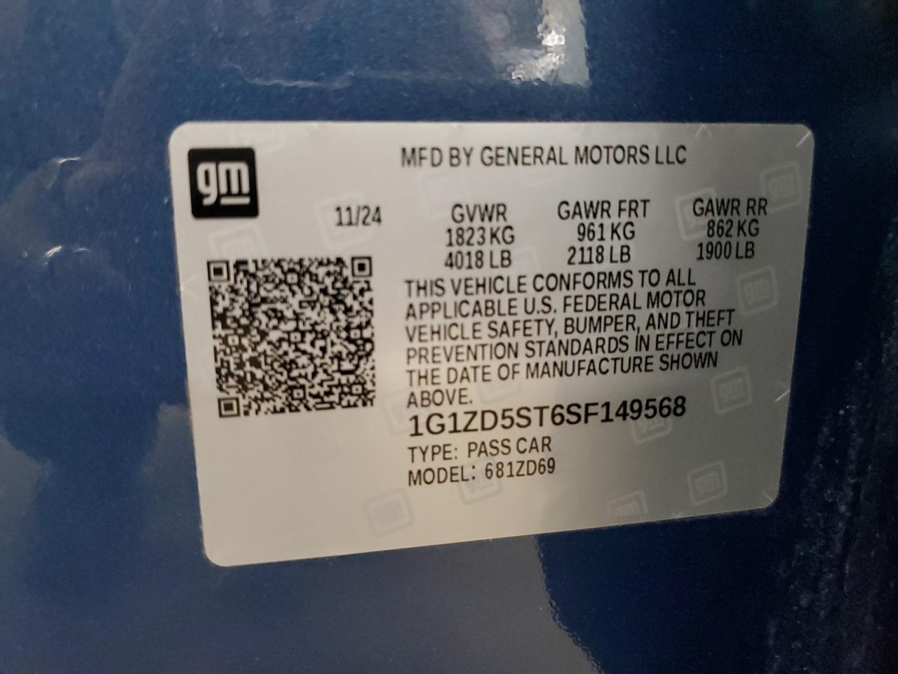 1G1ZD5ST6SF149568 CHEVROLET MALIBU 2025