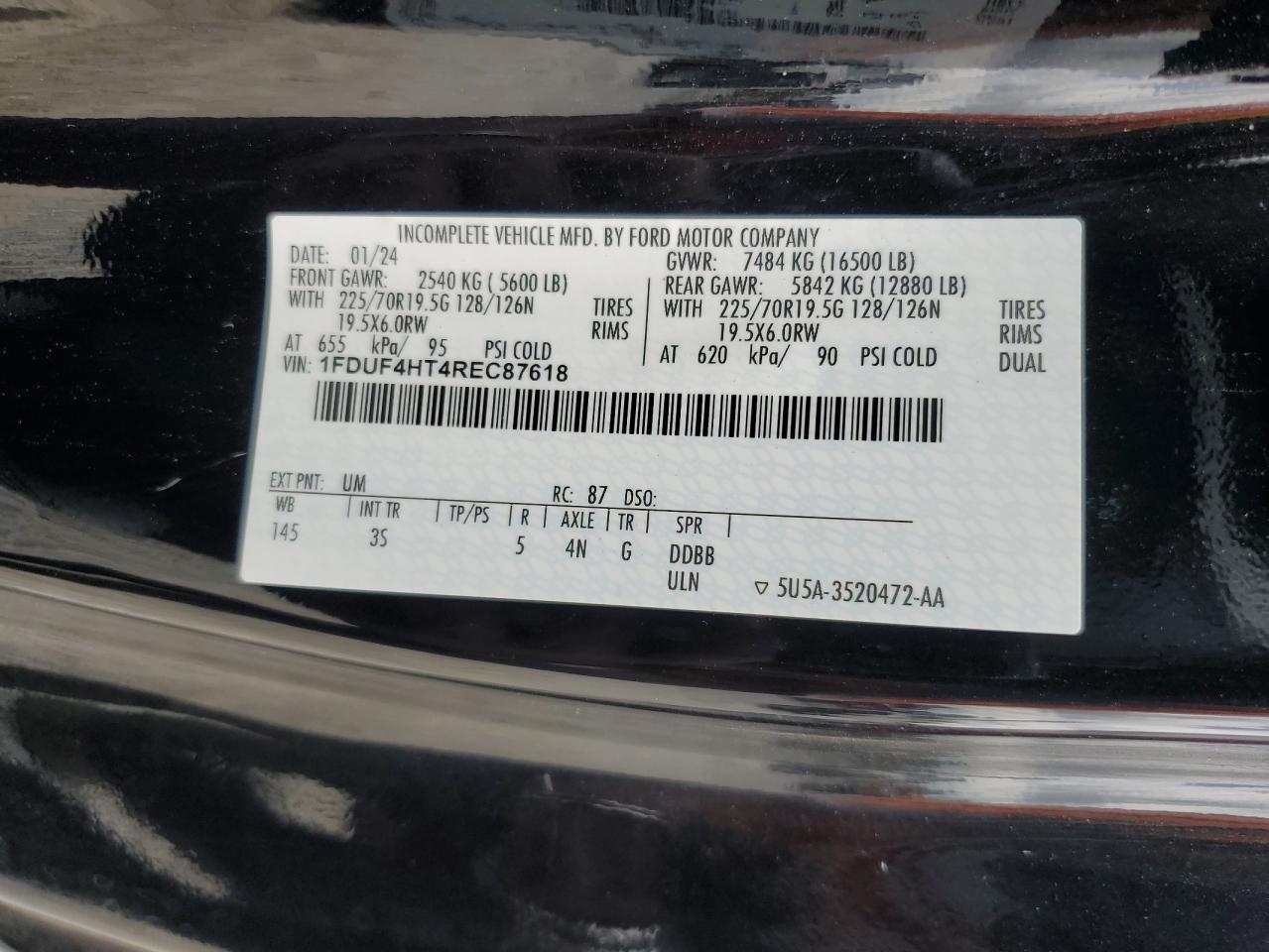 2024 Ford F450 Super Duty VIN: 1FDUF4HT4REC87618 Lot: 58356695