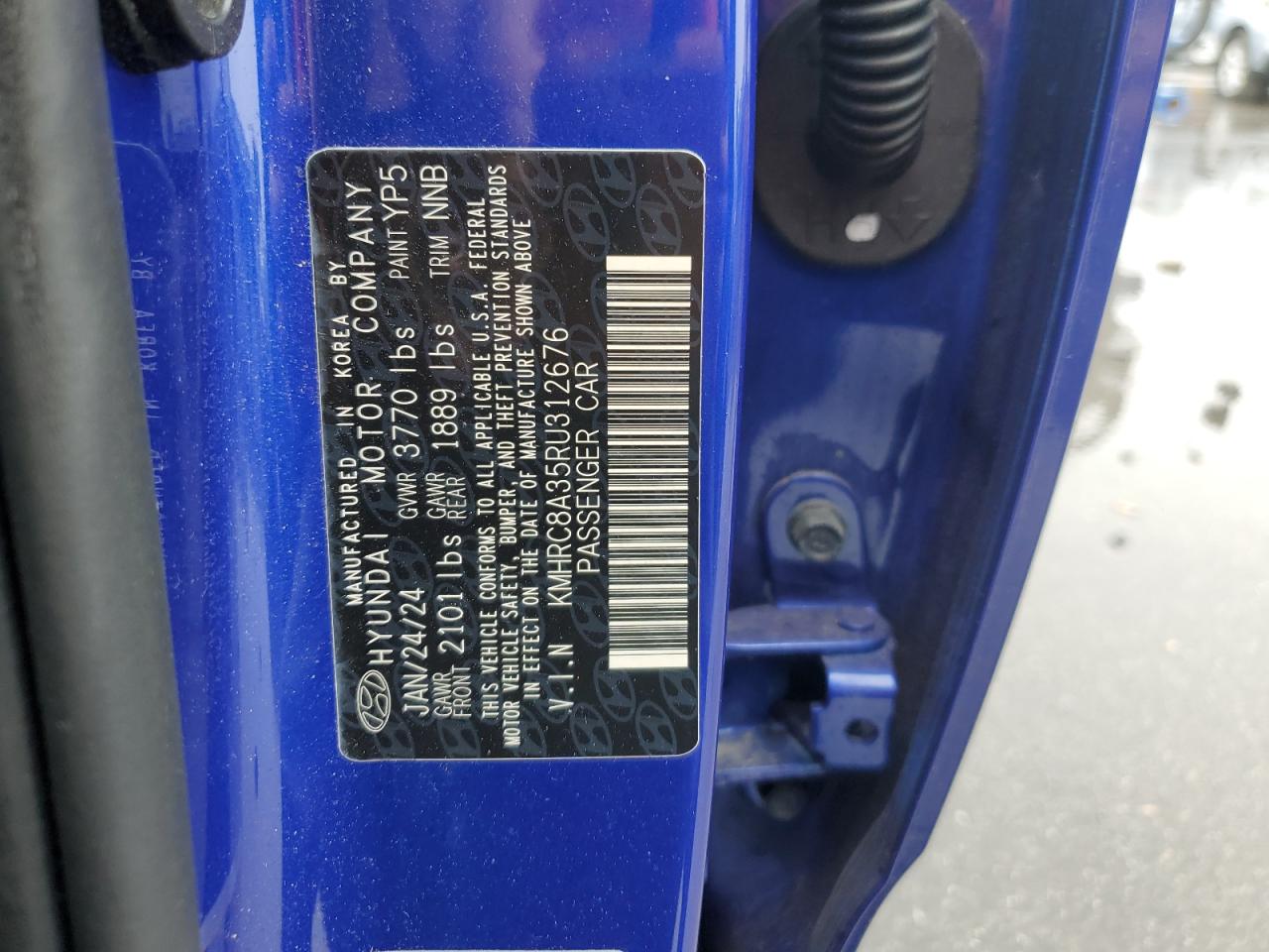 2024 Hyundai Venue Sel VIN: KMHRC8A35RU312676 Lot: 61097065