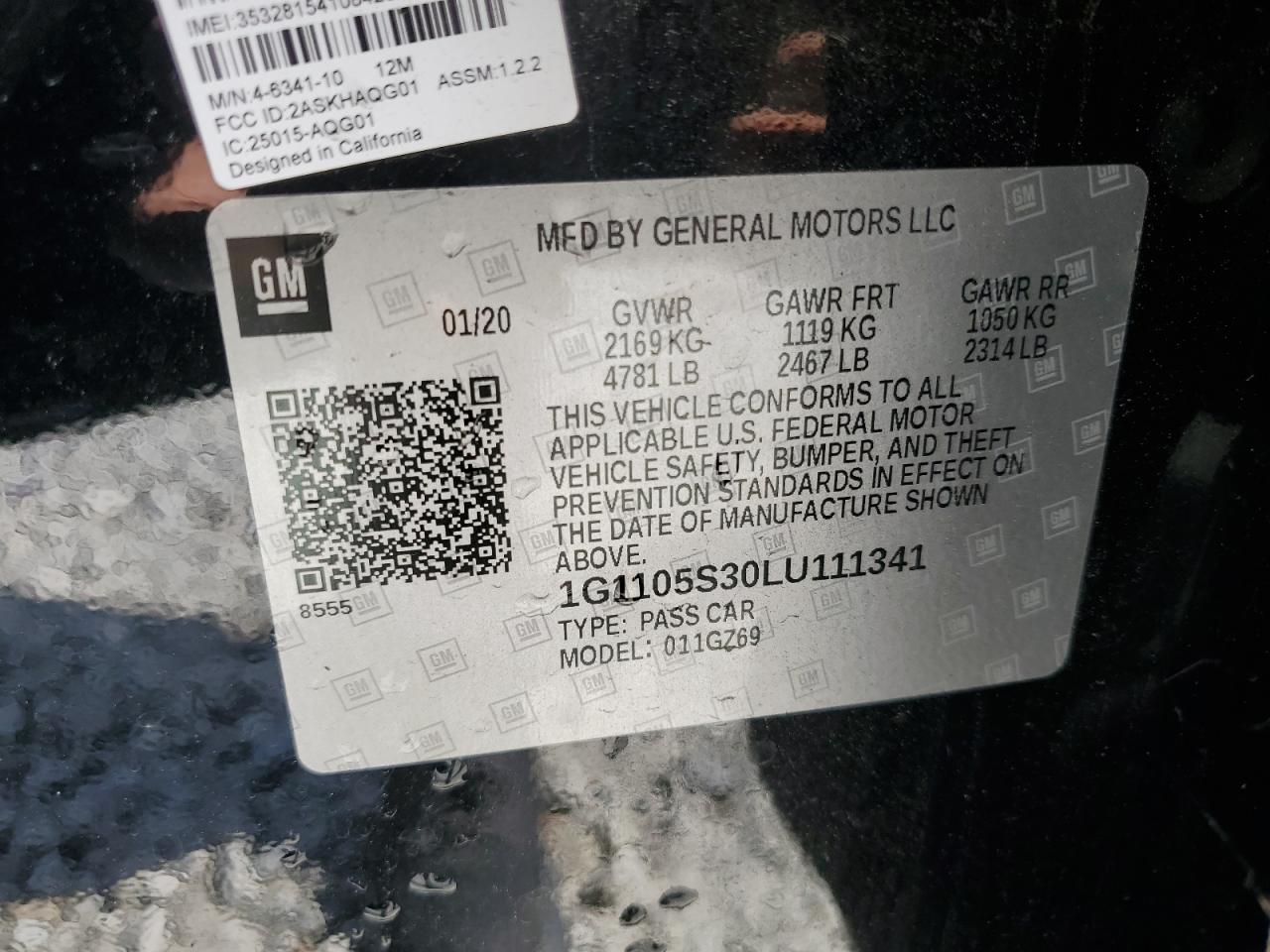 1G1105S30LU111341 CHEVROLET IMPALA 2020