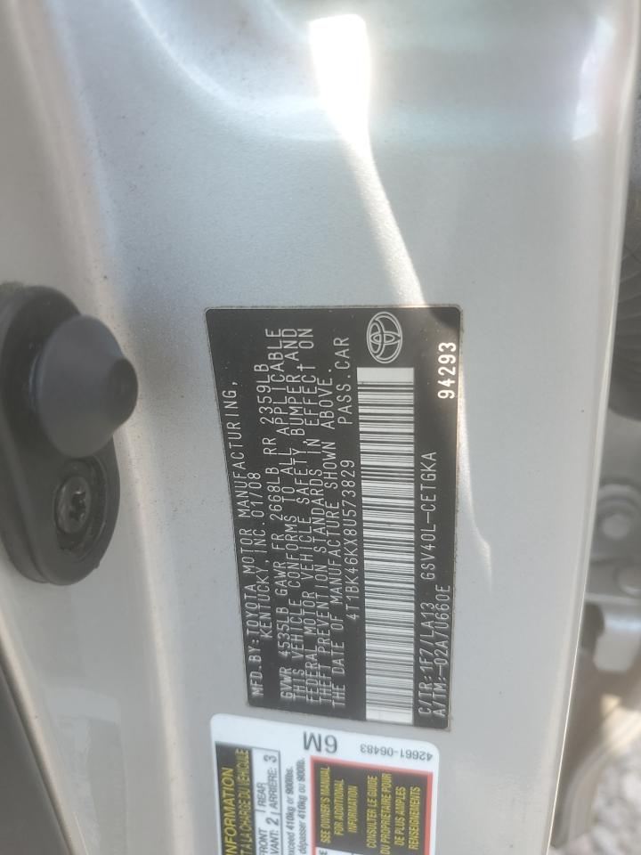 TOYOTA CAMRY 2008 VIN 4T1BK46KX8U573829 фото 12