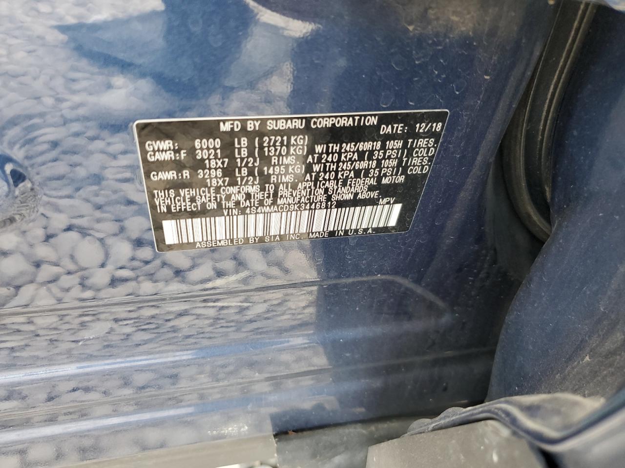 2019 Subaru Ascent Premium VIN: 4S4WMACD9K3446812 Lot: 62778475