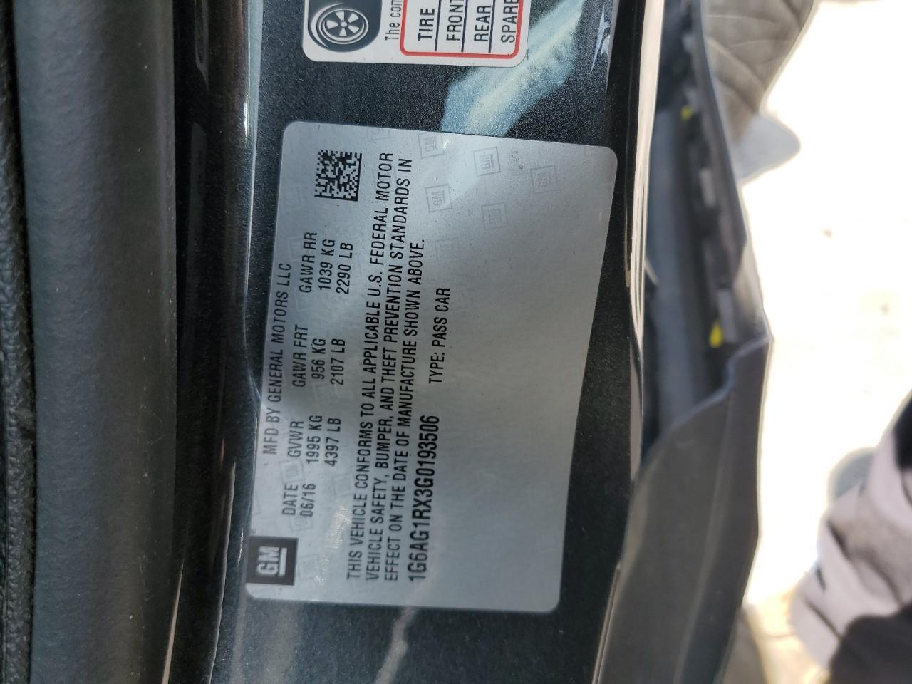 2016 Cadillac Ats VIN: 1G6AG1RX3G0193506 Lot: 61380825