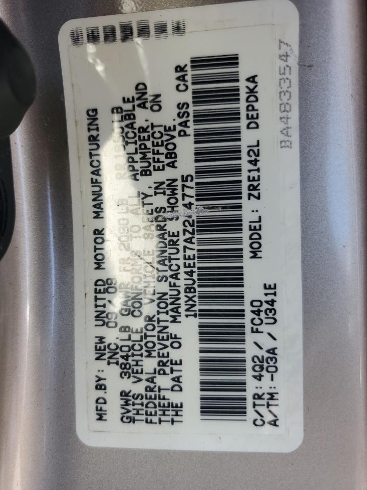 2010 Toyota Corolla Base VIN: 1NXBU4EE7AZ244775 Lot: 61383975