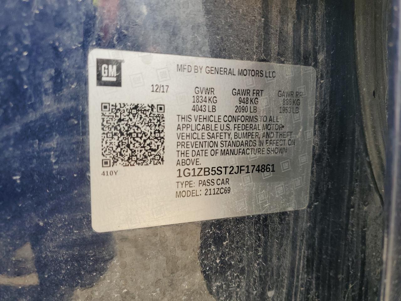 1G1ZB5ST2JF174861 CHEVROLET MALIBU 2018