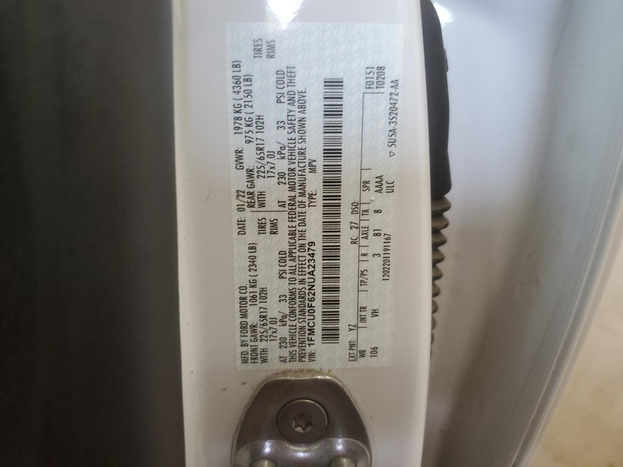 FORD ESCAPE 2022 VIN 1FMCU0F62NUA23479 фото 13