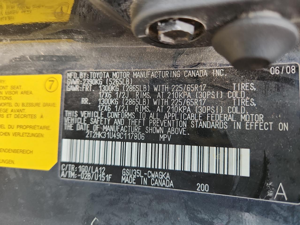 LEXUS RX350 2009 VIN 2T2HK31U49C117806 photo 13
