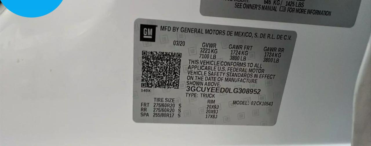 3GCUYEED0LG308952 CHEVROLET ALL Models 2020