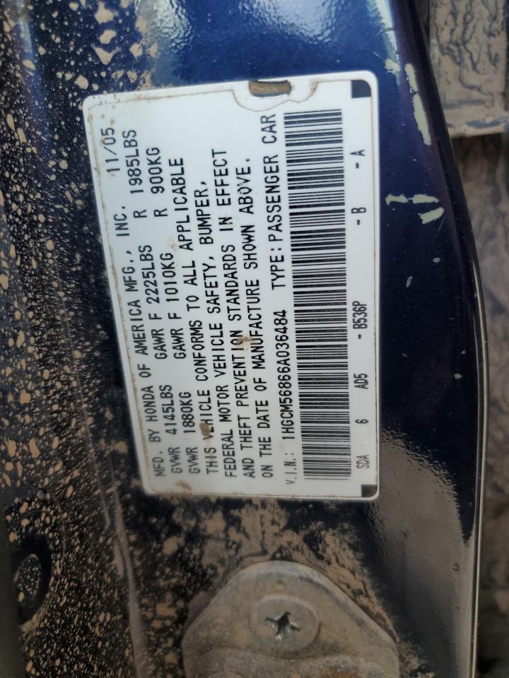 2006 Honda Accord Ex VIN: 1HGCM56866A036484 Lot: 61421655