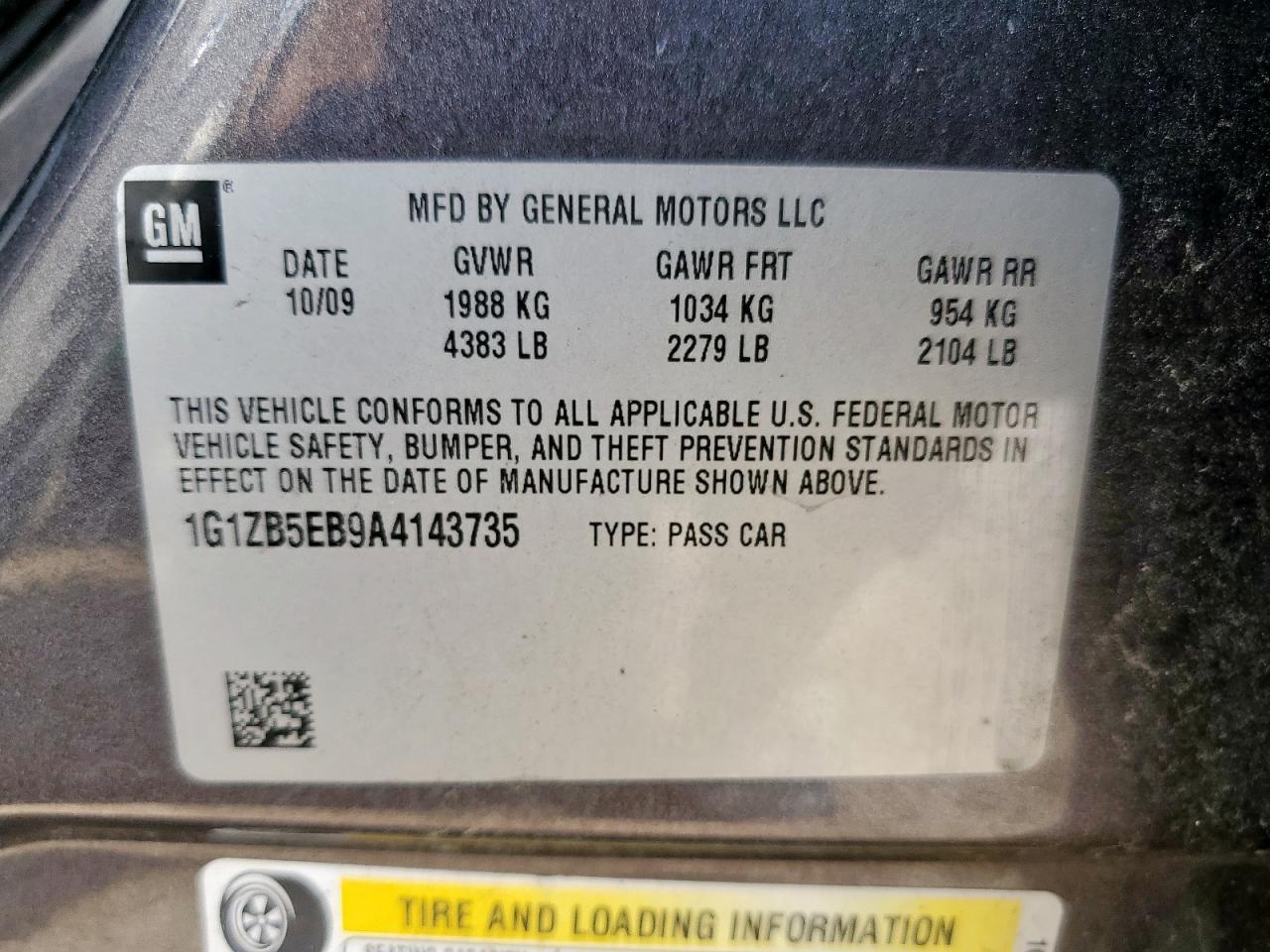 2010 Chevrolet Malibu Ls VIN: 1G1ZB5EB9A4143735 Lot: 60442645