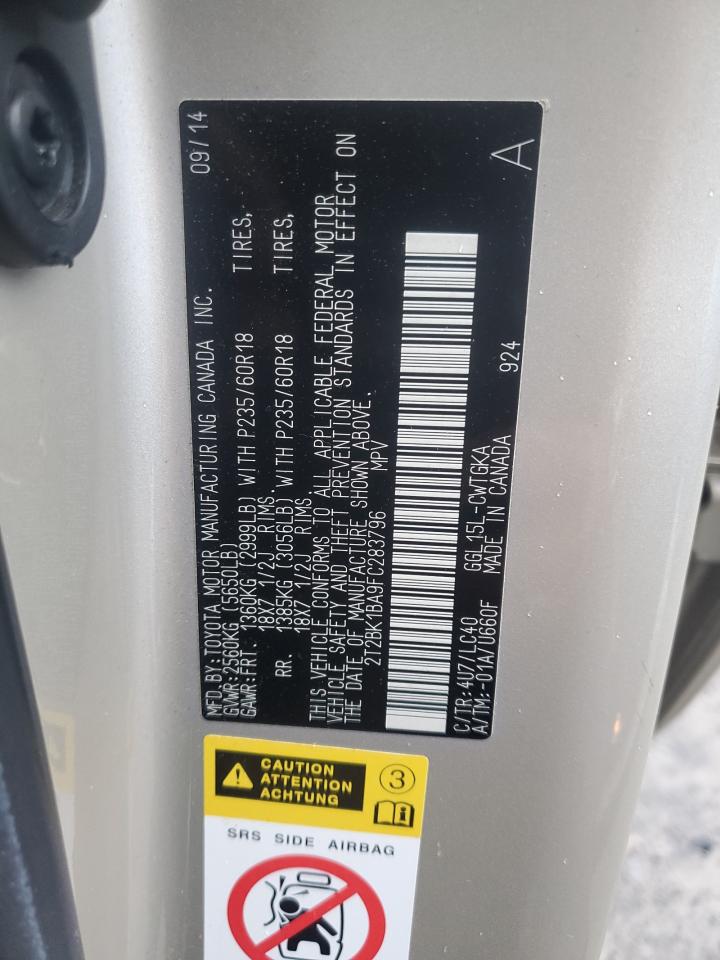 LEXUS RX350 2015 VIN 2T2BK1BA9FC283796 zdjęcie 13