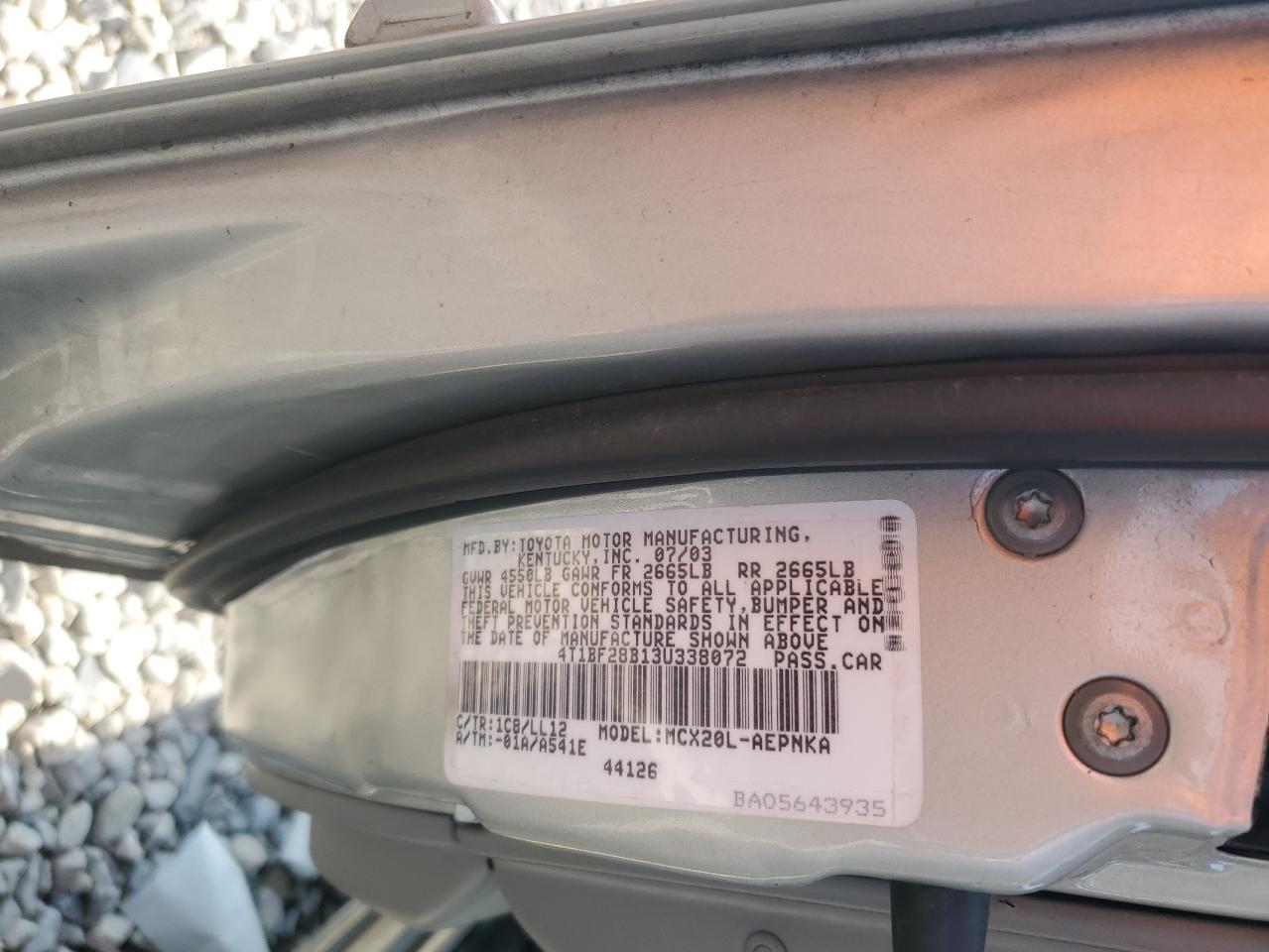2003 Toyota Avalon Xl VIN: 4T1BF28B13U338072 Lot: 62519515