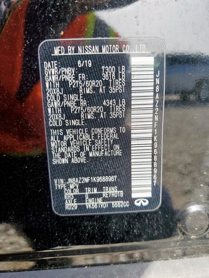 2019 Infiniti Qx80 Luxe VIN: JN8AZ2NF1K9688967 Lot: 62926115