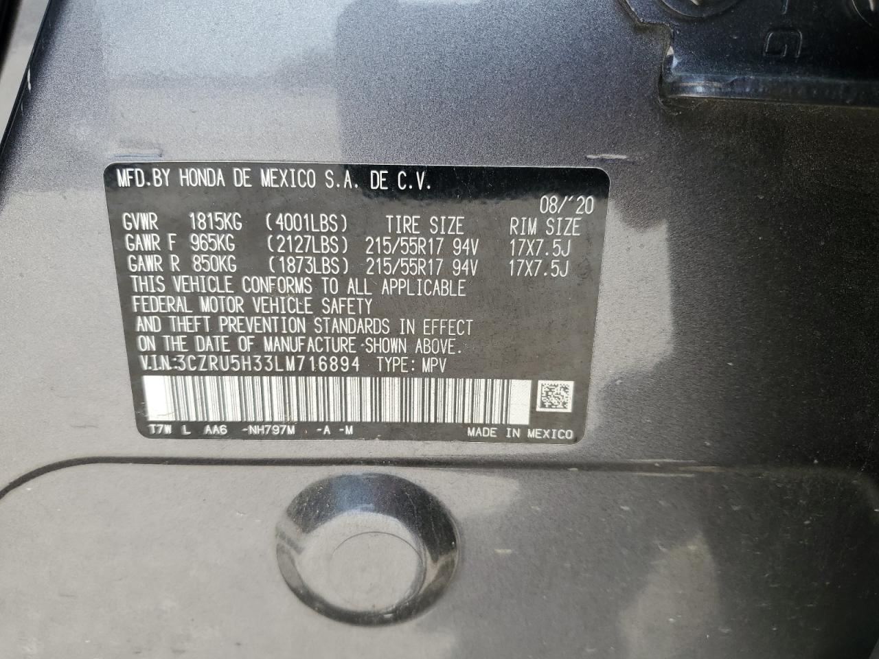 2020 Honda Hr-V Lx VIN: 3CZRU5H33LM716894 Lot: 62653545